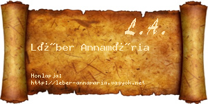 Léber Annamária névjegykártya